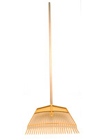 Jumbo bladhark 60cm, geel kunststof, met steel 160cm