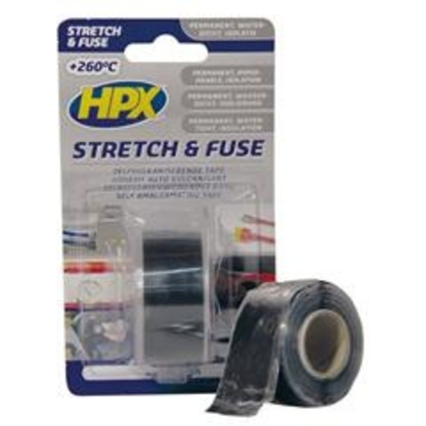 HPX Stretch&Fuse reparatietape silicone ZWART 25mm x 3m.