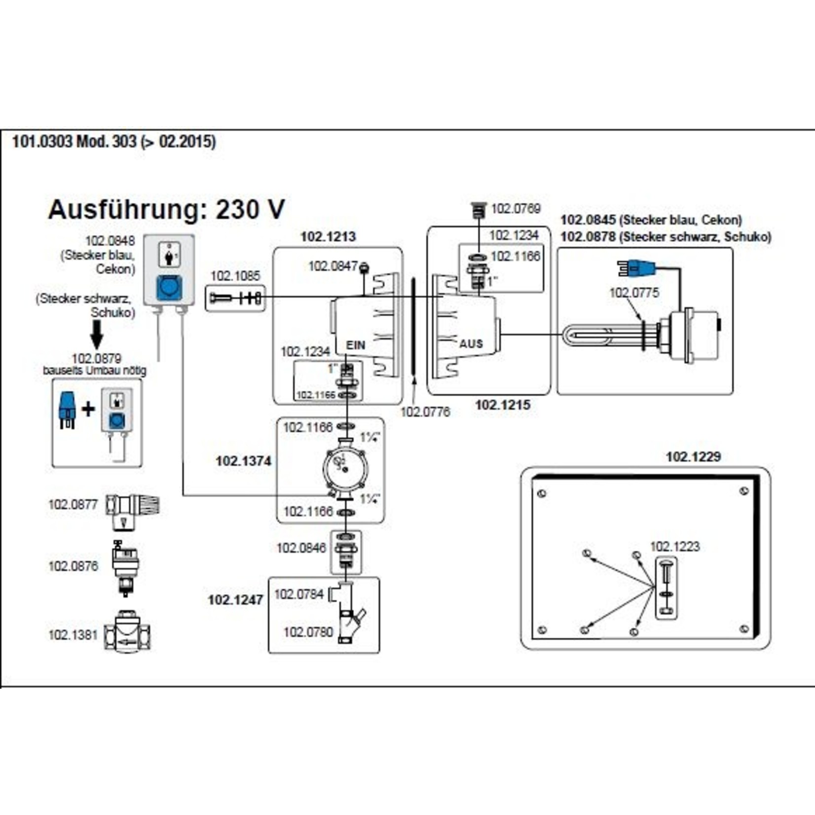 Suevia Warmwatercirculatieunit Model 303, 3000 W, 230 v