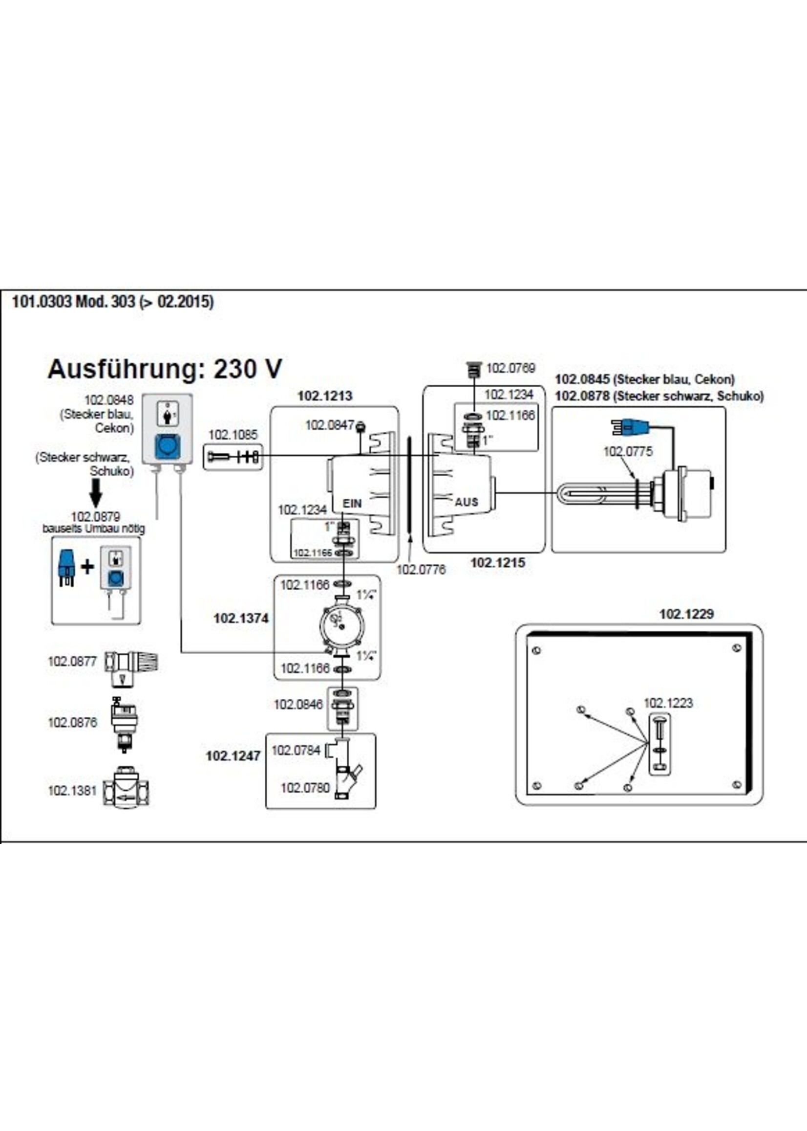 Suevia Warmwatercirculatieunit Model 303, 3000 W, 230 v