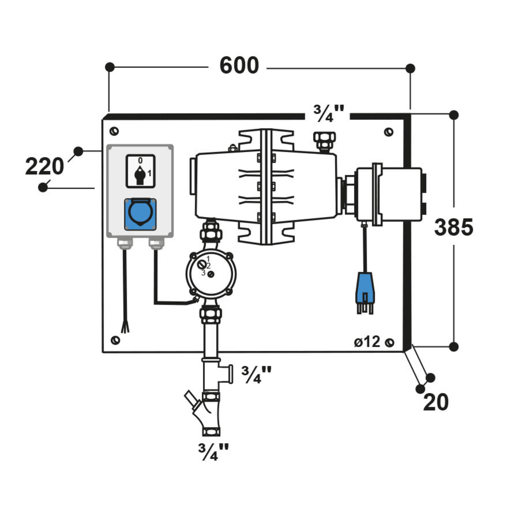 Suevia Warmwatercirculatieunit Model 303, 3000 W, 230 v