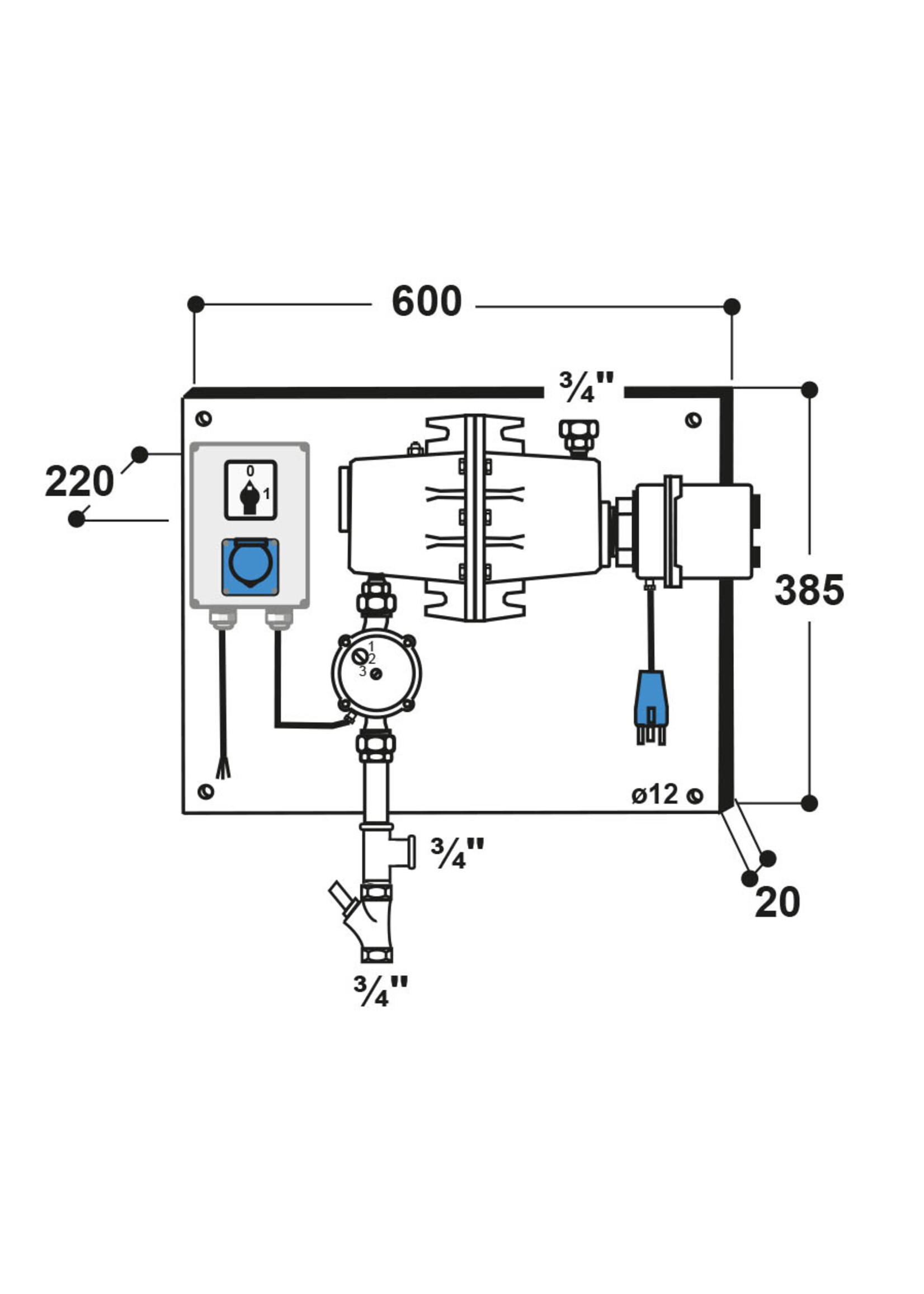 Suevia Warmwatercirculatieunit Model 303, 3000 W, 230 v