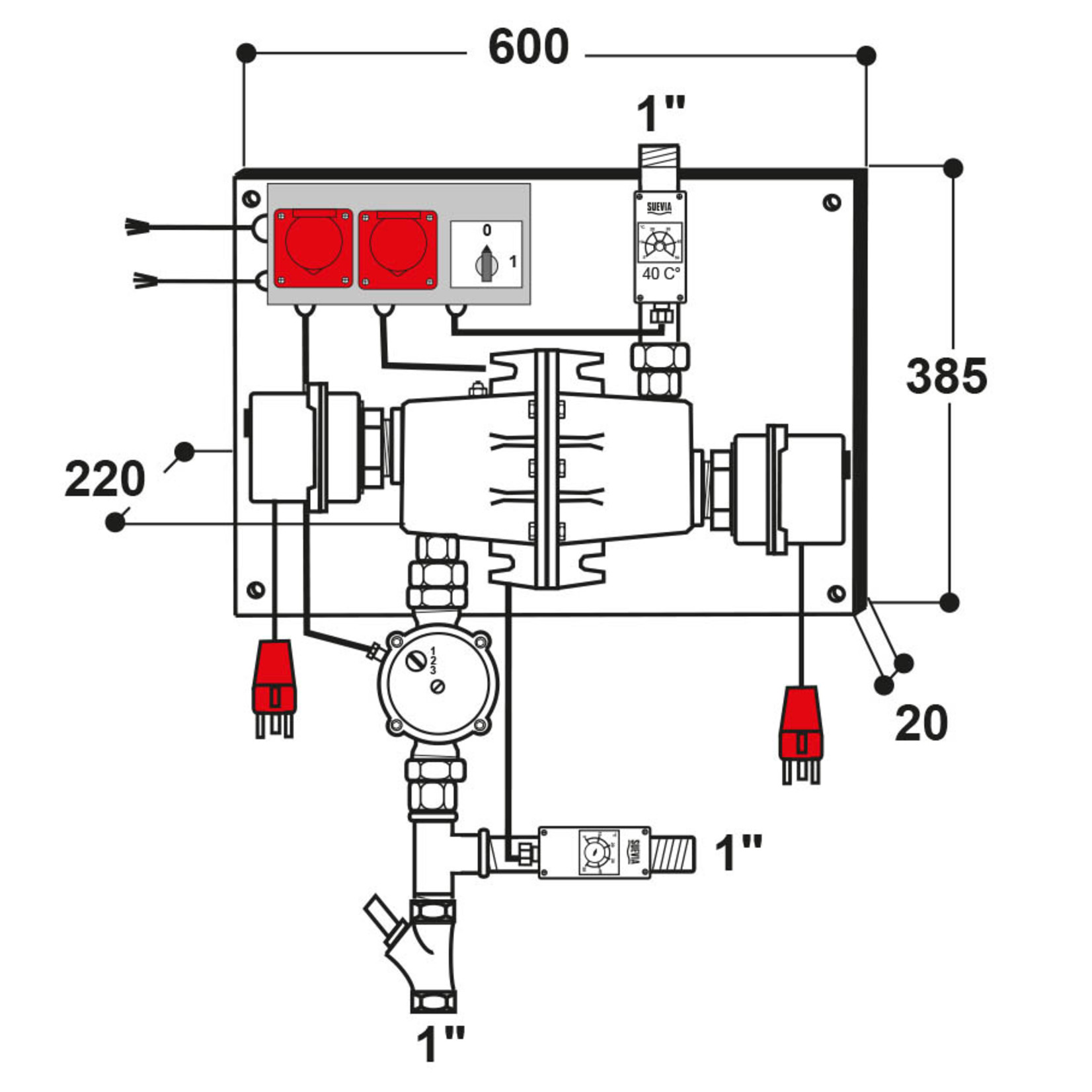 Suevia  Warm watercirculatie unit model 312 230-400 volt