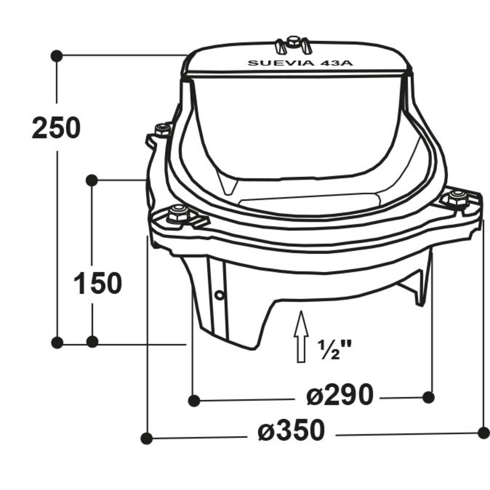 Suevia Verwarmbare drinkbak Model 43a (80W verwarmingselement)