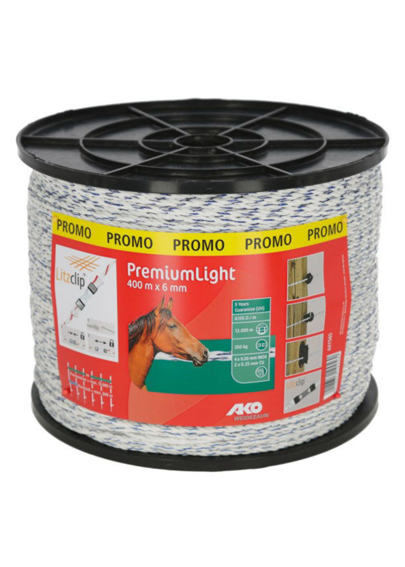 AKO Afrastering AKO Premium Licht schrikkoord wit/blauw 6mm-400m