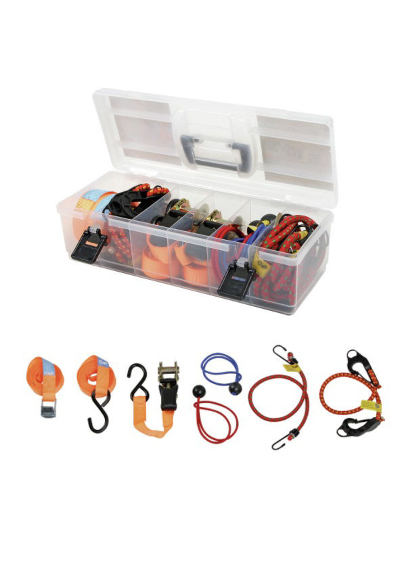 Span- /sjorbanden set 16-delig in koffer