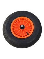 Wiel 4.80/4.00x8, 2ply band, kunststof velg ORANJE, as 13cm Wiel 4.80/4.00x8, 2ply band, kunststof velg ORANJE, as 13cm