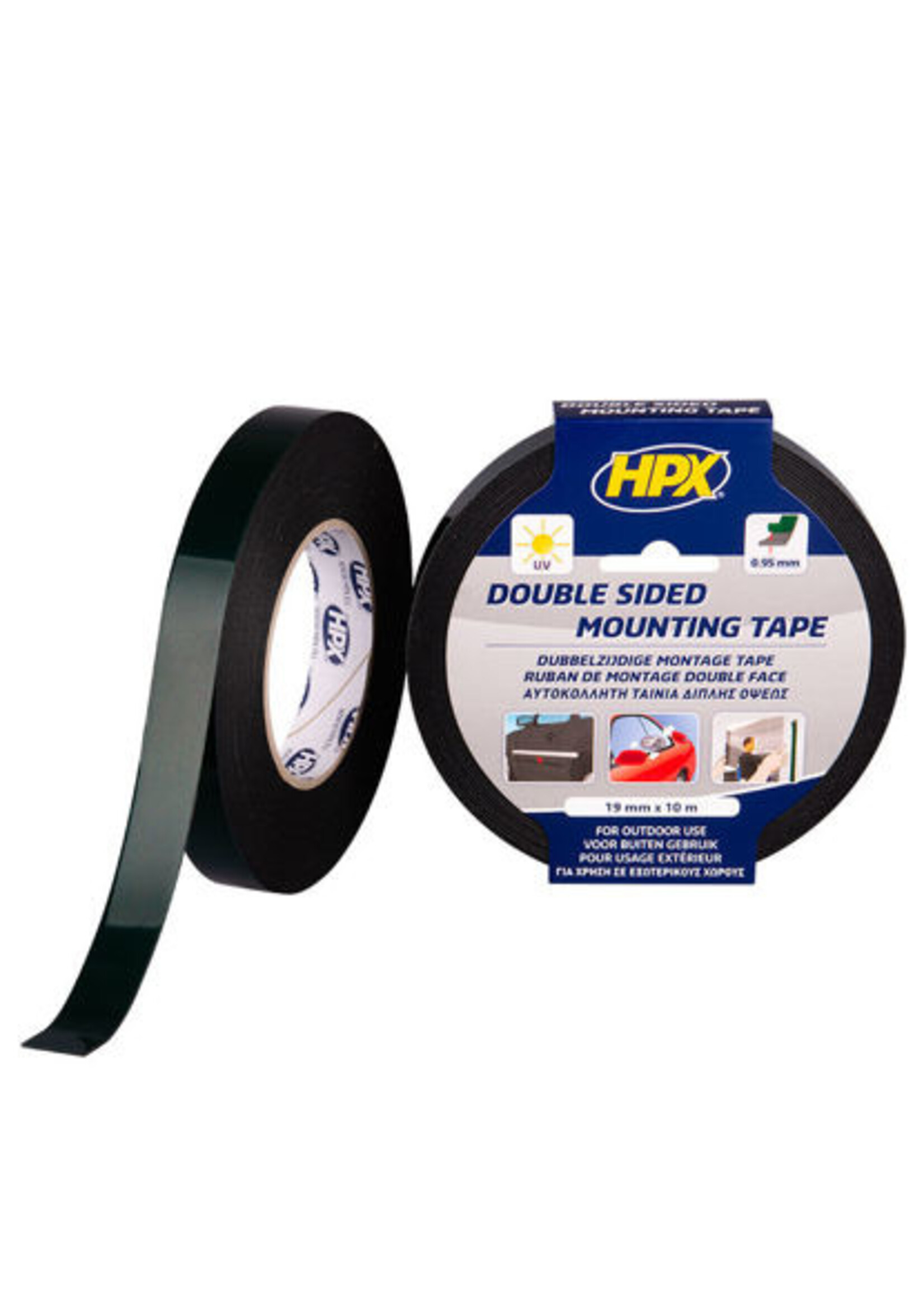 Dubbelzijdig bevestigingstape ZWART 19mm x 10m.