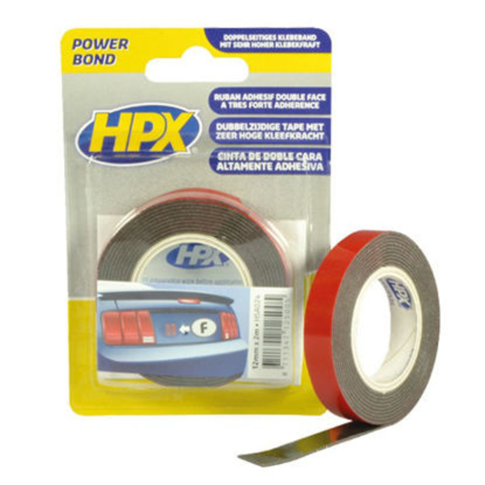 Dubbelzijdig acryl tape HSA Powerbond antraciet 12mm x 2m.