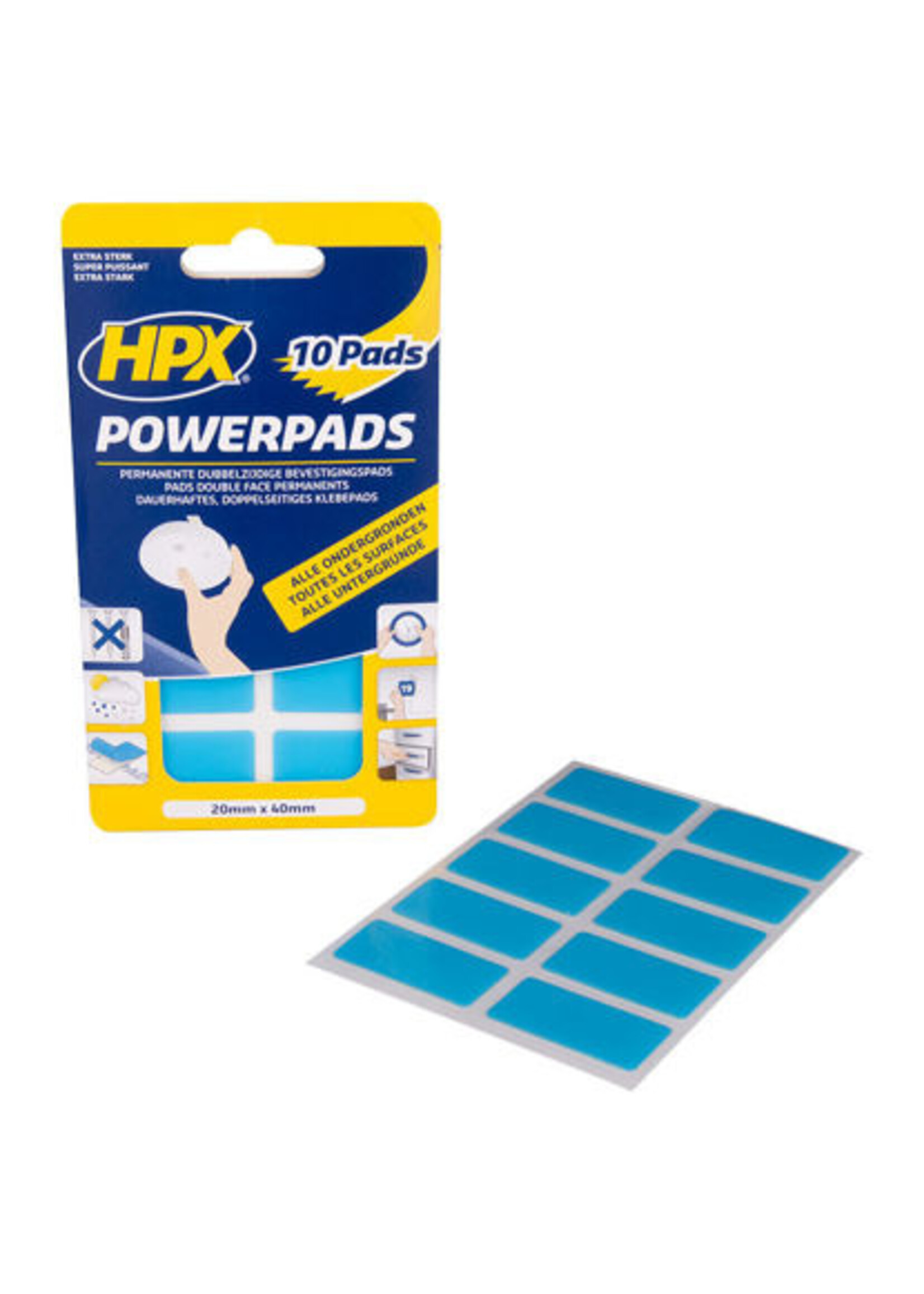 Dubbelzijdige bevestigingspads Powerpads 20x40mm (10 st.)