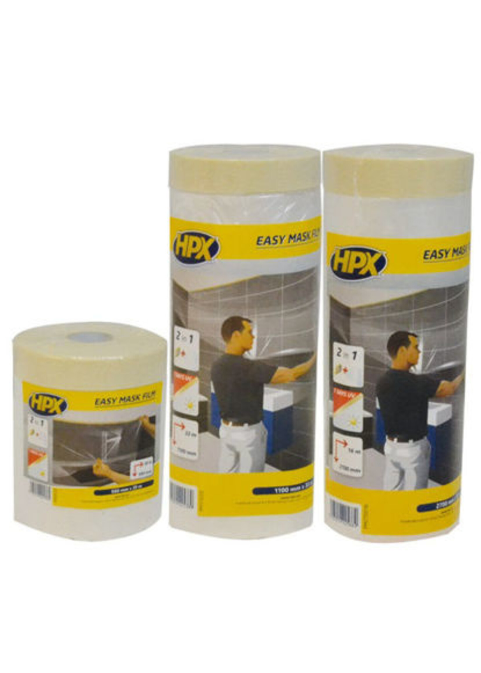 Afdekfolie met afplakband Easy mask film crêpe 110cm x 33m.