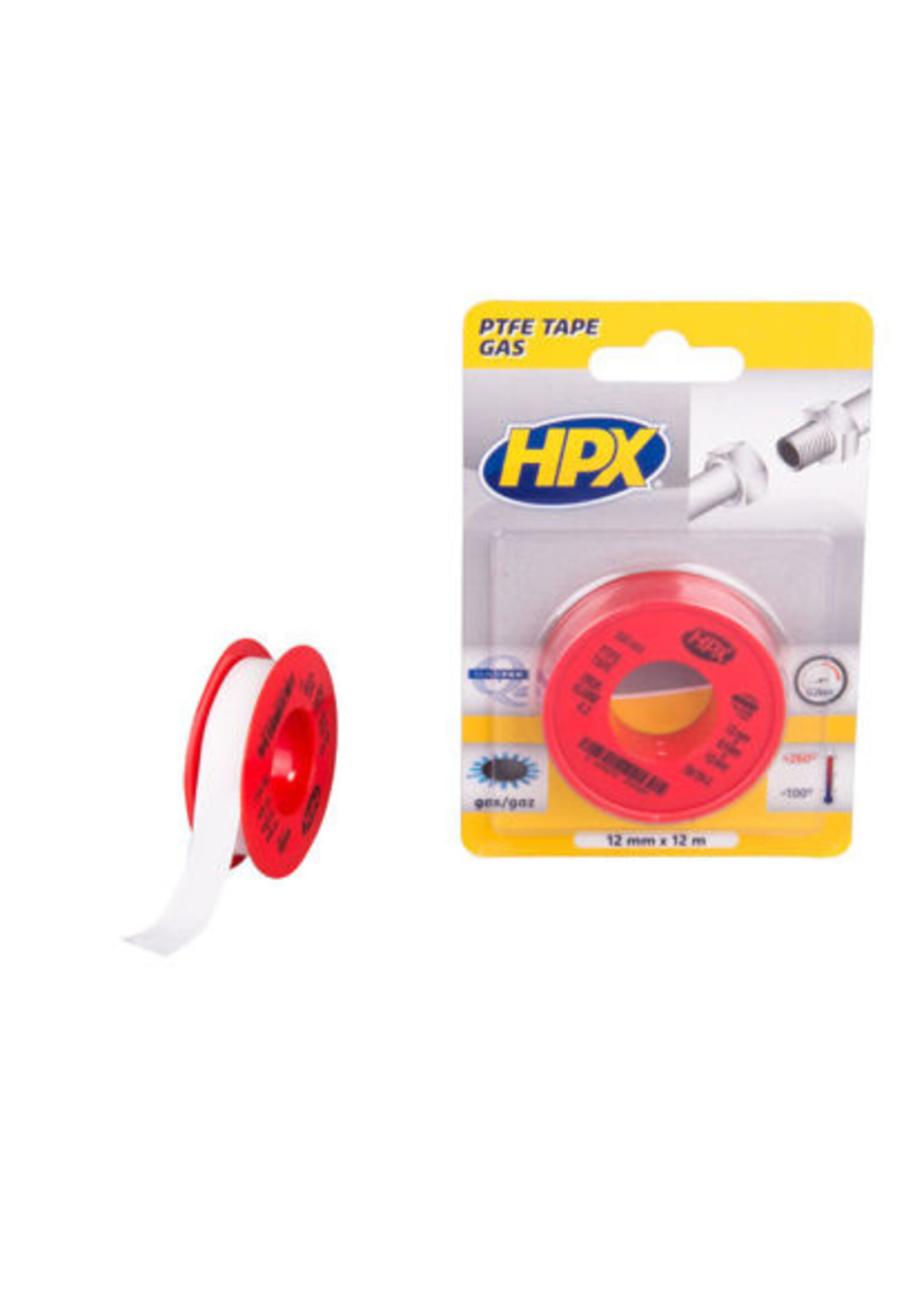 Afdichtingstape -GAS- (blister), wit 12mm x 12m. (EN 751-3)