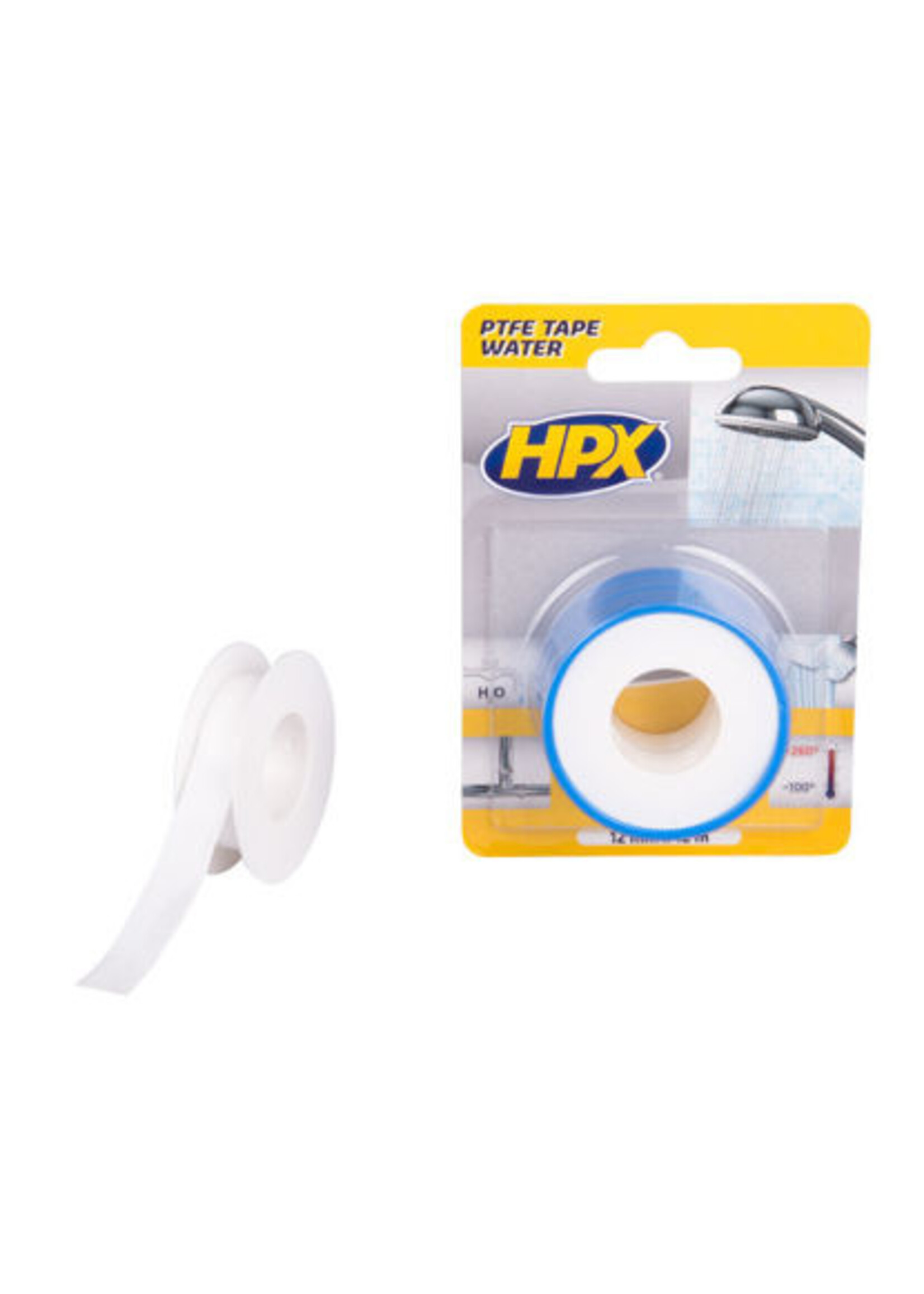 Afdichtingstape -WATER- (blister á 2 st), wit 12mm x 12m.