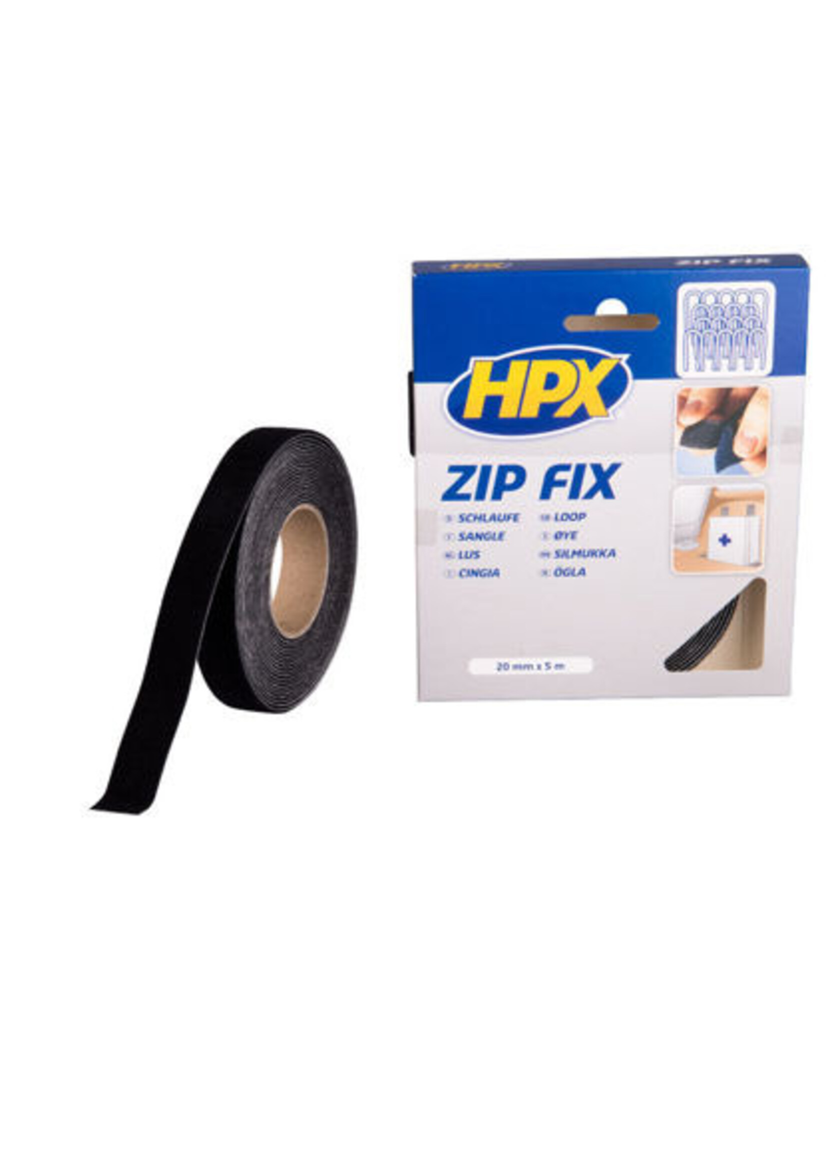 Zip fix klittenband (lus) -ZWART- 20mm x 5m.