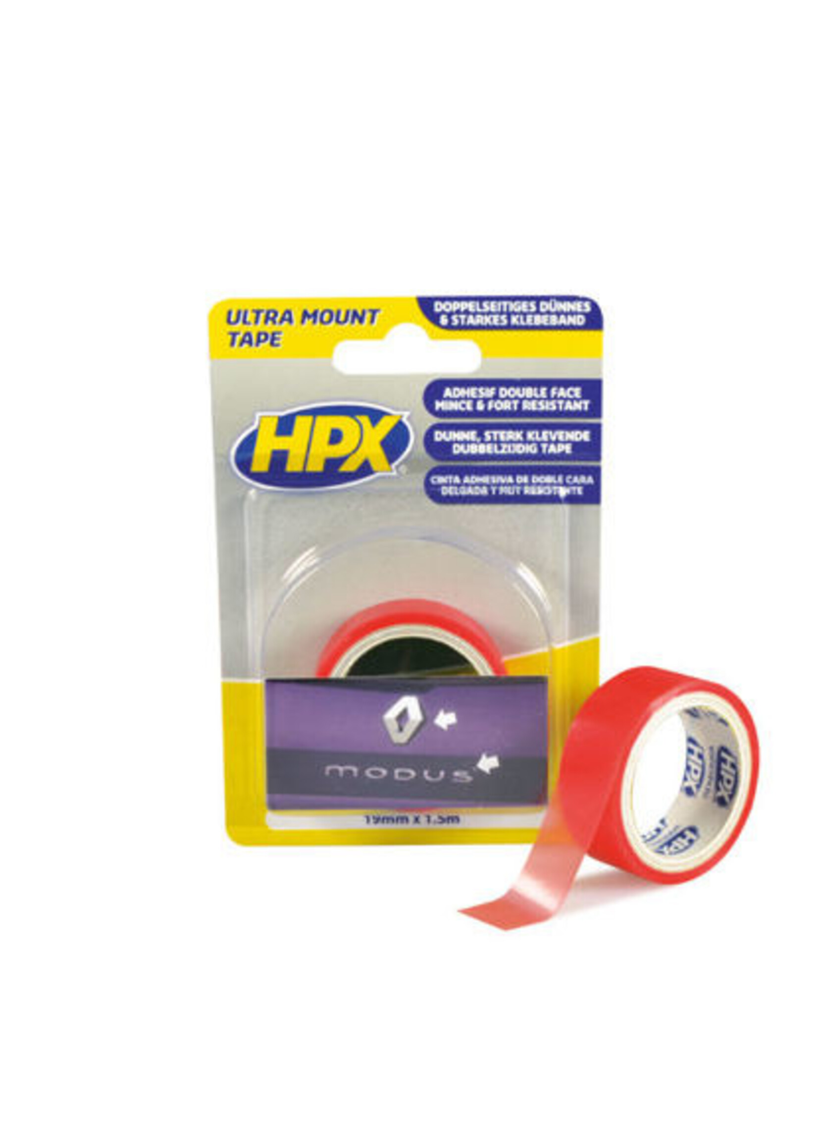 Dubbelzijdig bevestigingstape TRANSPARANT 19mm x 1.50m.