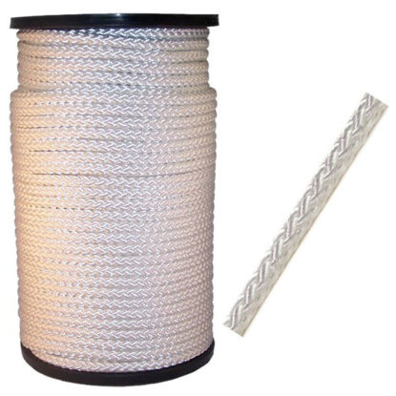 Nylon touw wit, gevlochten, 4mm, 200m