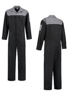 Overall katoen zwart/grijs  mt. 44 t/m 66.