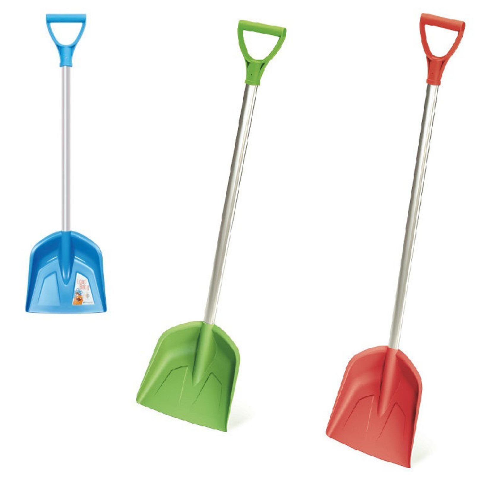 MM Eurotool  Kinder(sneeuw)schep -MM- compleet, alu.steel D-handvat. Blauw/Groen/Rood.