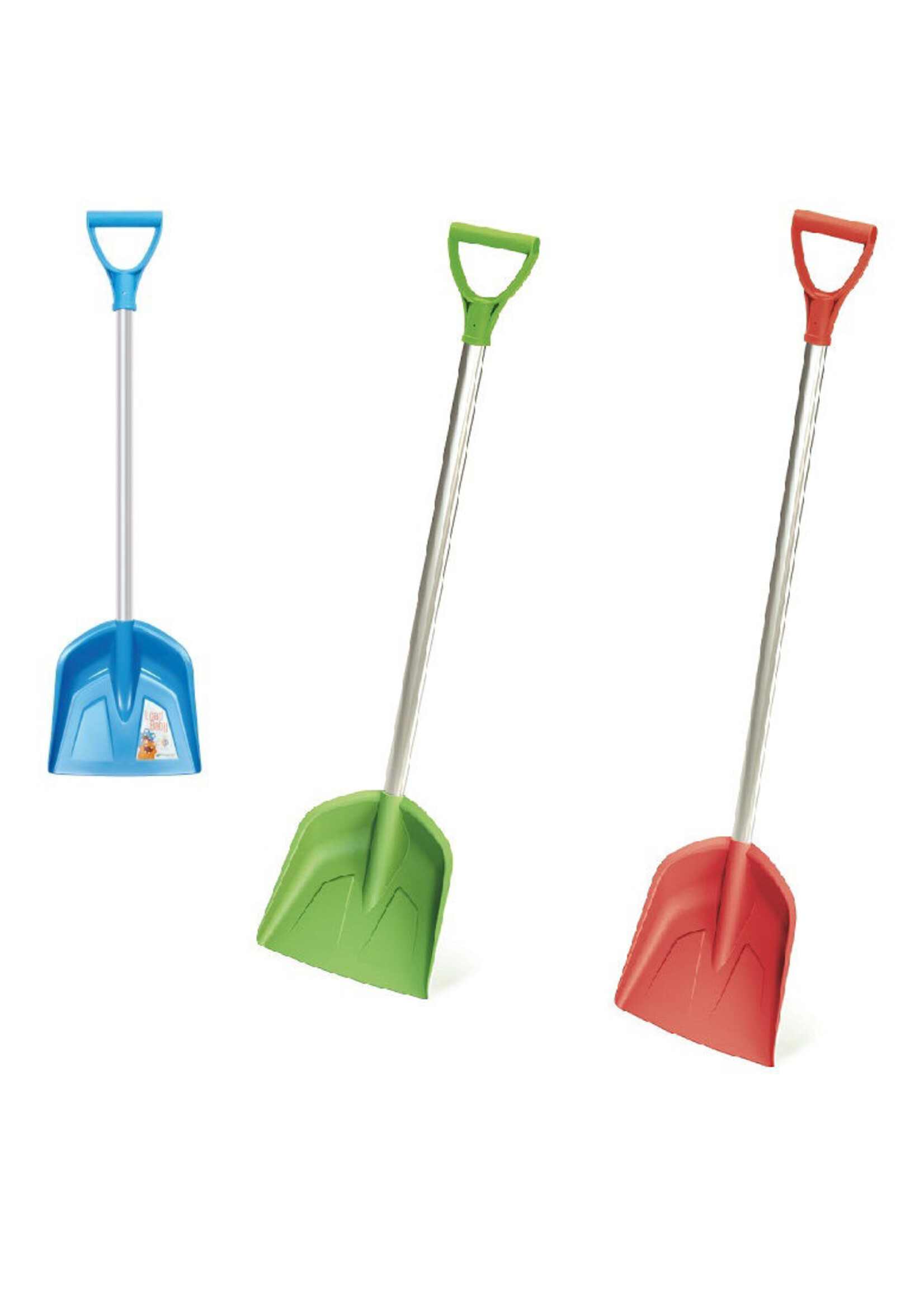 MM Eurotool  Kinder(sneeuw)schep -MM- compleet, alu.steel D-handvat. Blauw/Groen/Rood.