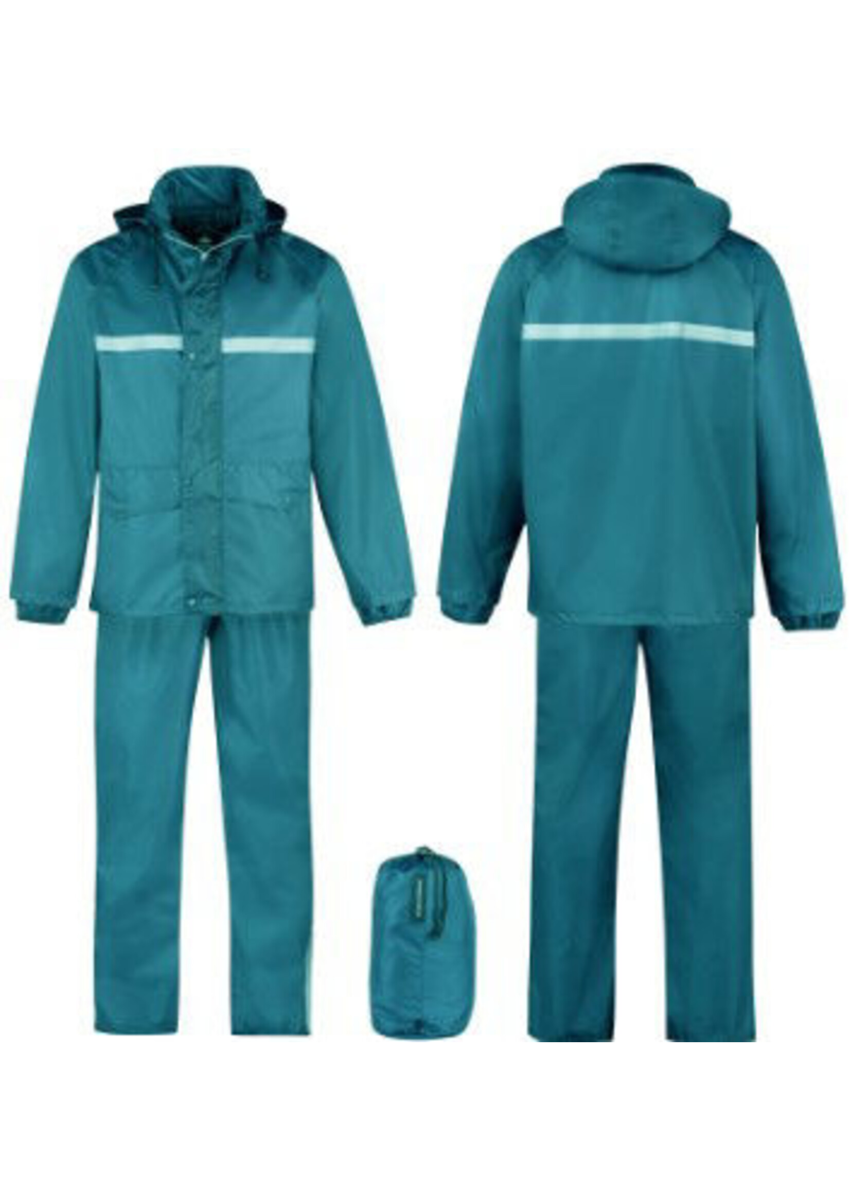 Storvik Regenpak met Reflectie streep S t/m 3XL.  Aqua blauw, Donker blauw, Olijf groen, Zwart.
