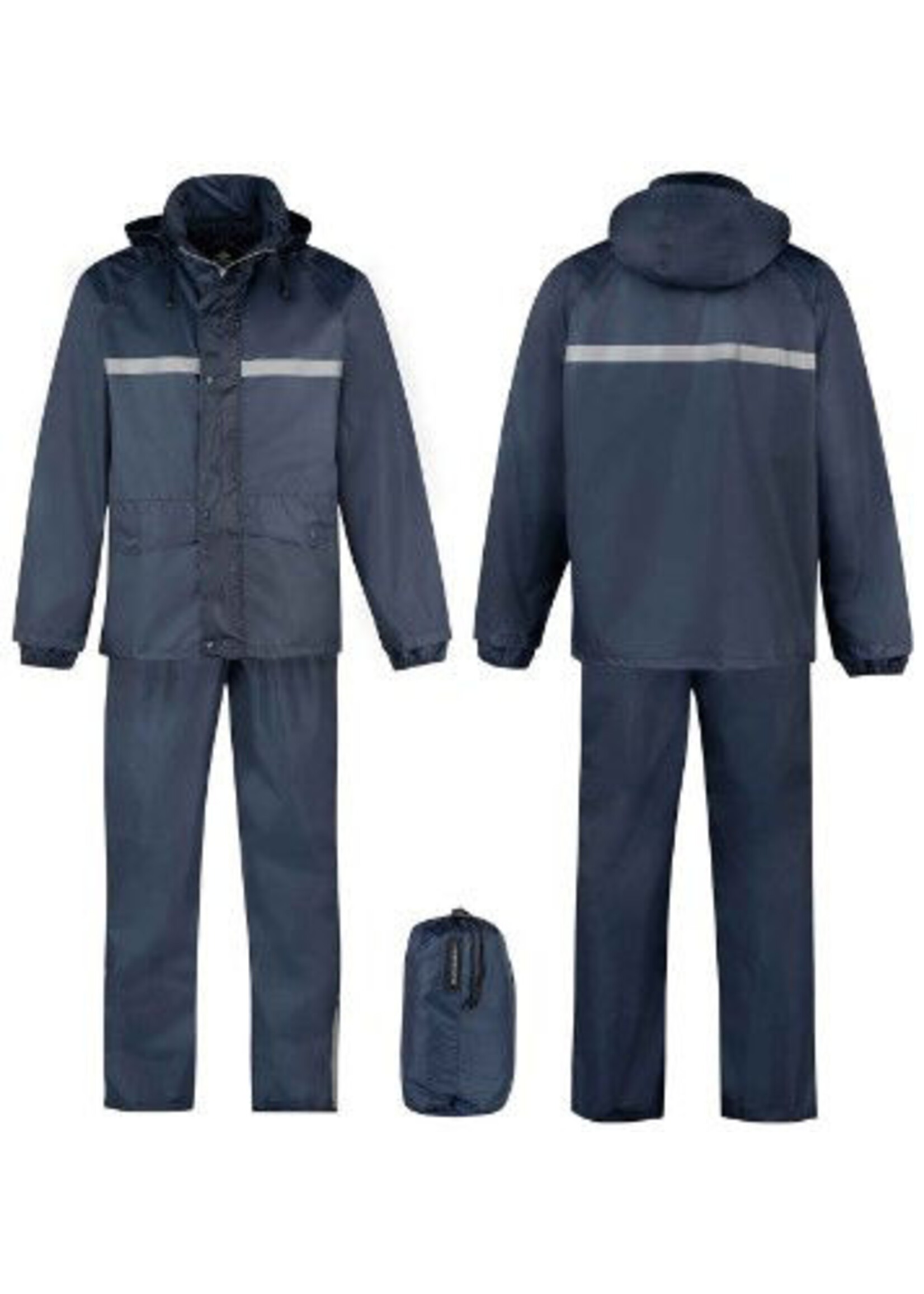 Storvik Regenpak met Reflectie streep S t/m 3XL.  Aqua blauw, Donker blauw, Olijf groen, Zwart.