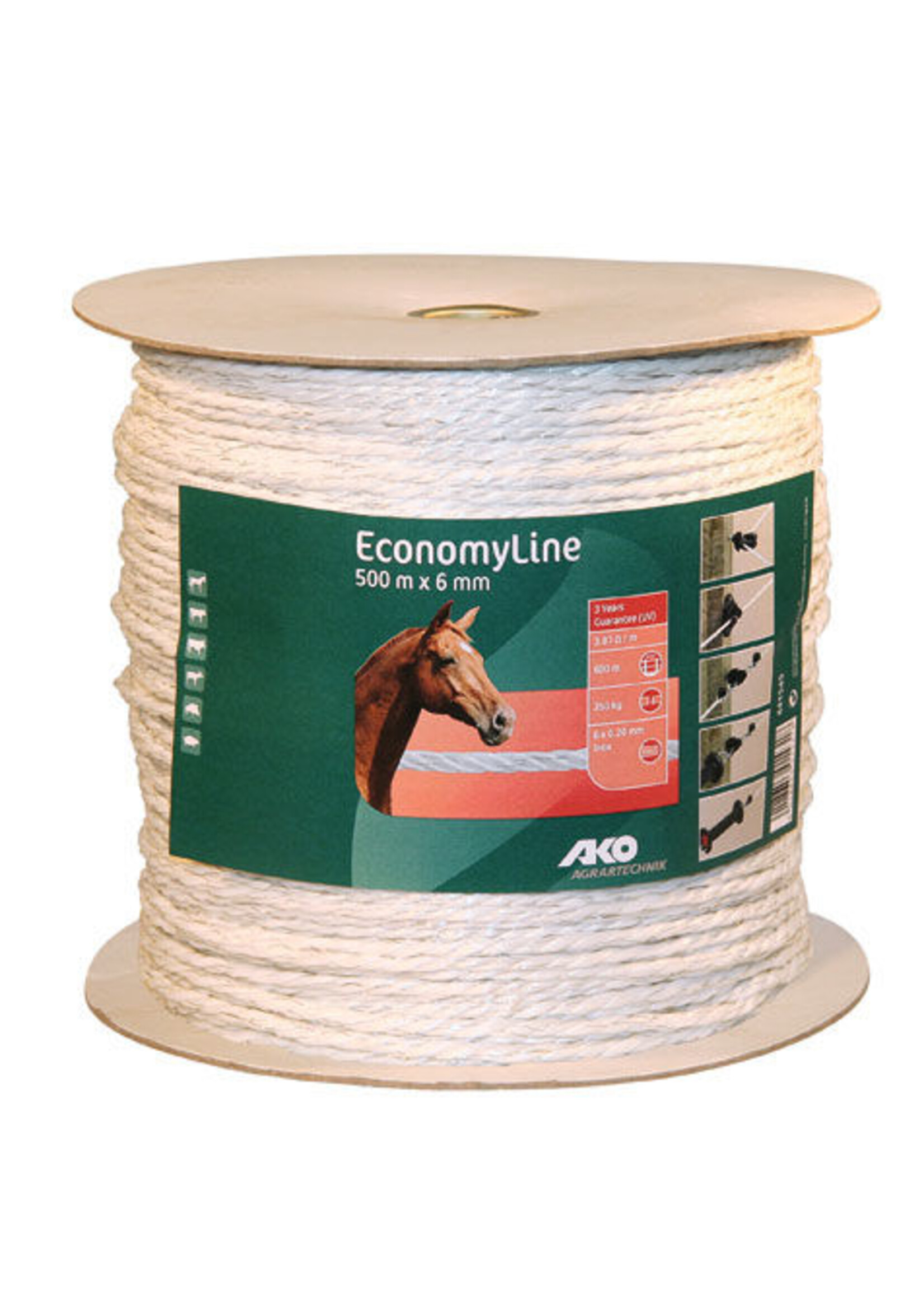 AKO Afrastering AKO EconomyLine schrikkoord wit, 6 & 8mm - 200 t/m 500 Mtr.