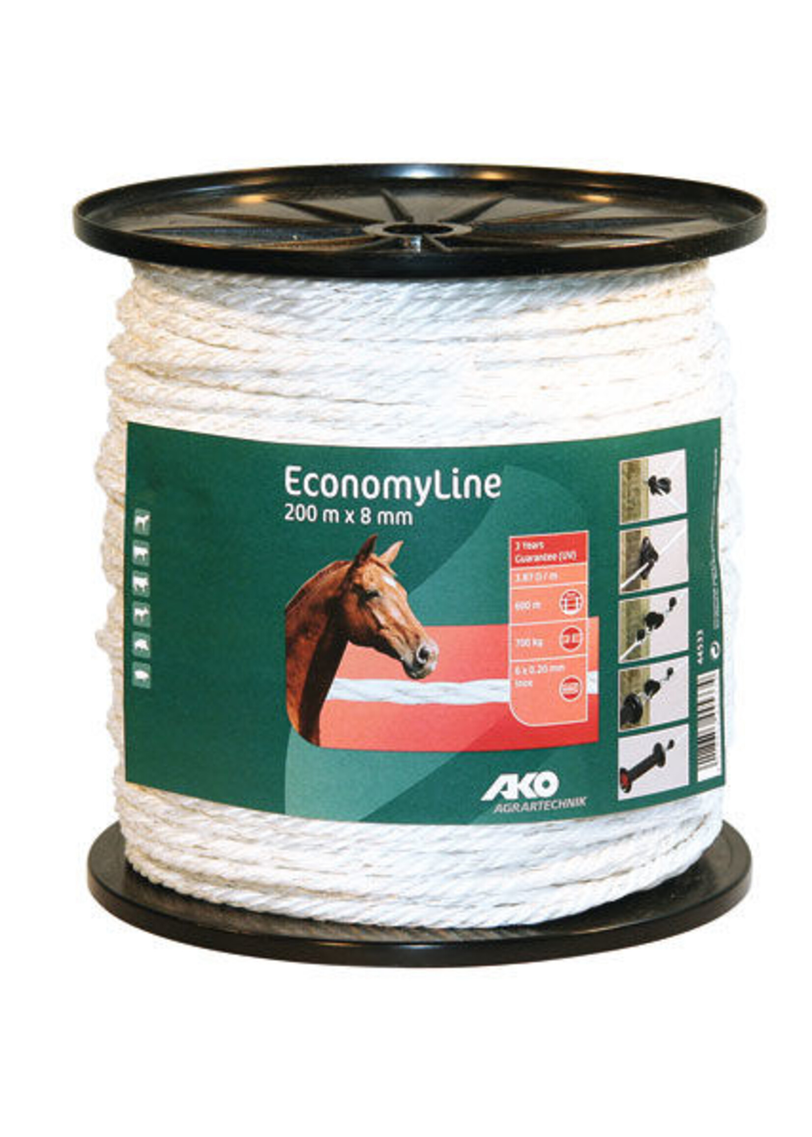 AKO Afrastering AKO EconomyLine schrikkoord wit, 6 & 8mm - 200 t/m 500 Mtr.