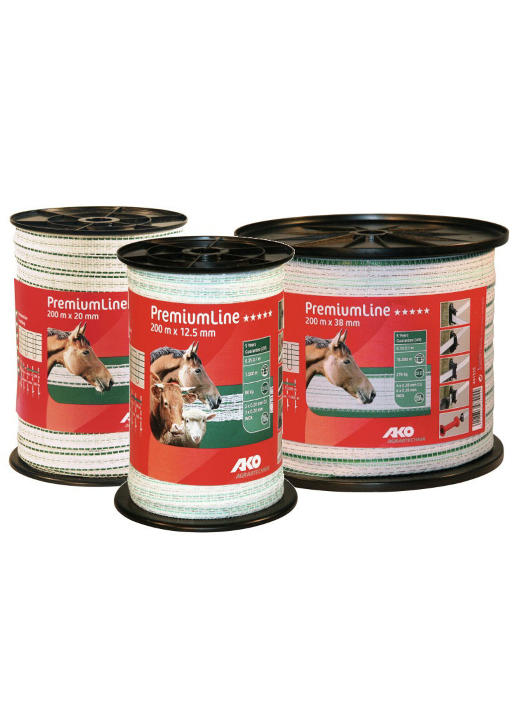 AKO Afrastering AKO PremiumLine schriklint wit/groen 12.5mm-200m