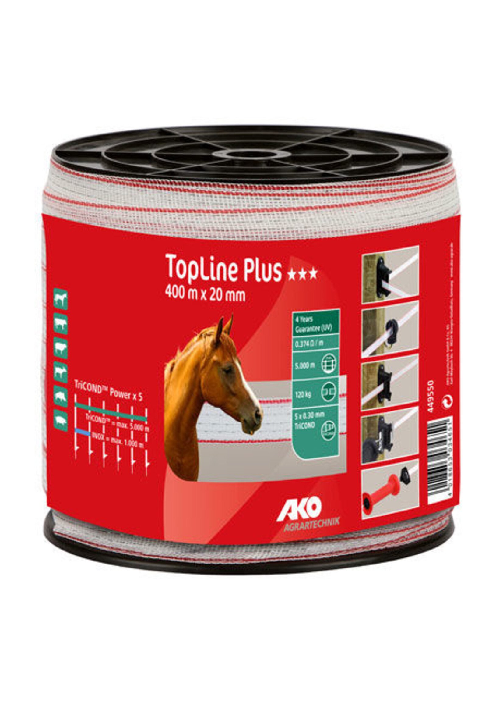 AKO Afrastering AKO TopLine Plus schriklint wit/rood TriCond 0.30mm