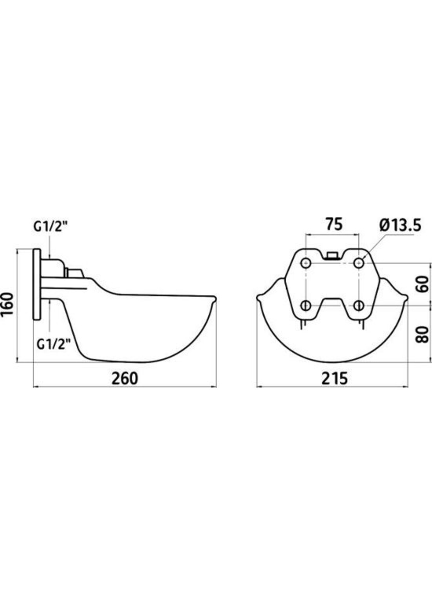 Kerbl Drinkbak met staafventiel geemailleerd 1/2"