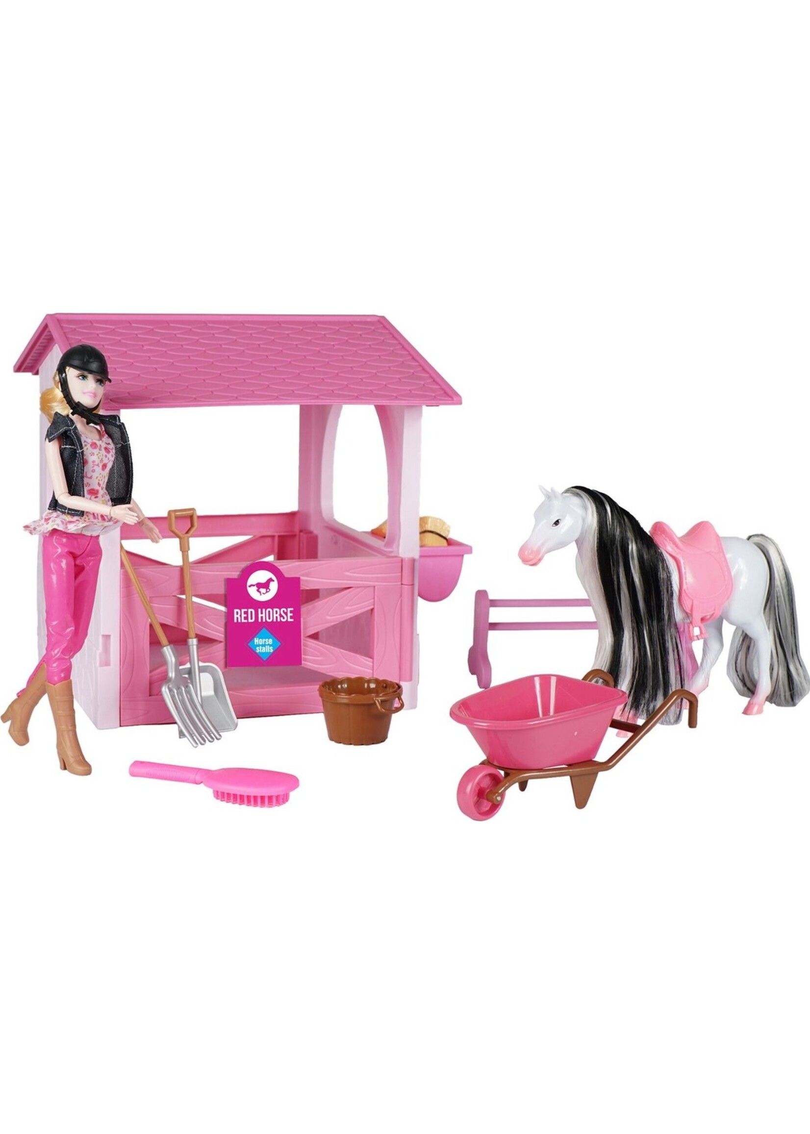 Red Horse Paardenspeelset Stal Met Ruiter En Paard 11-delig