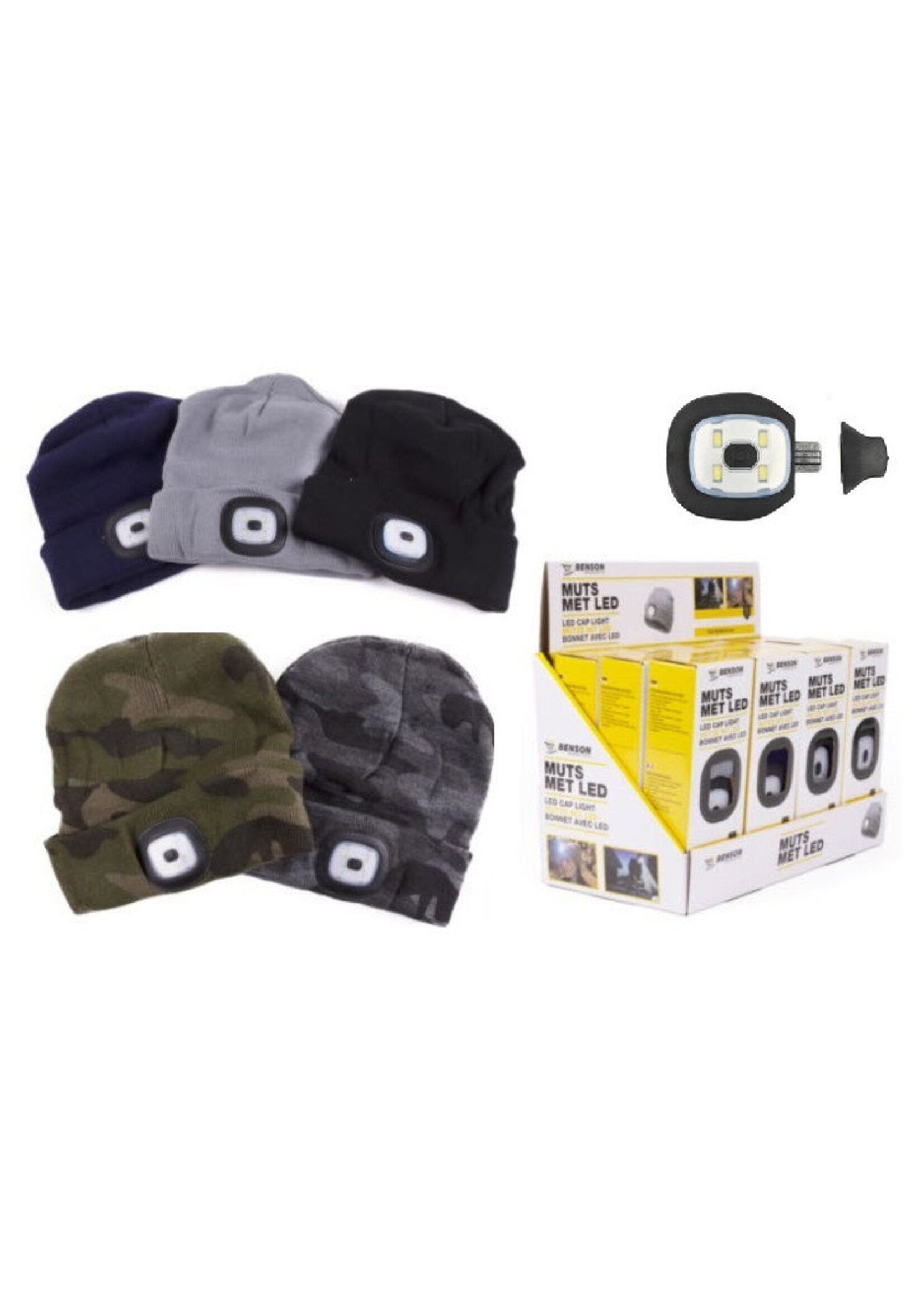 Storvik Commandomuts gebreid met LED lamp