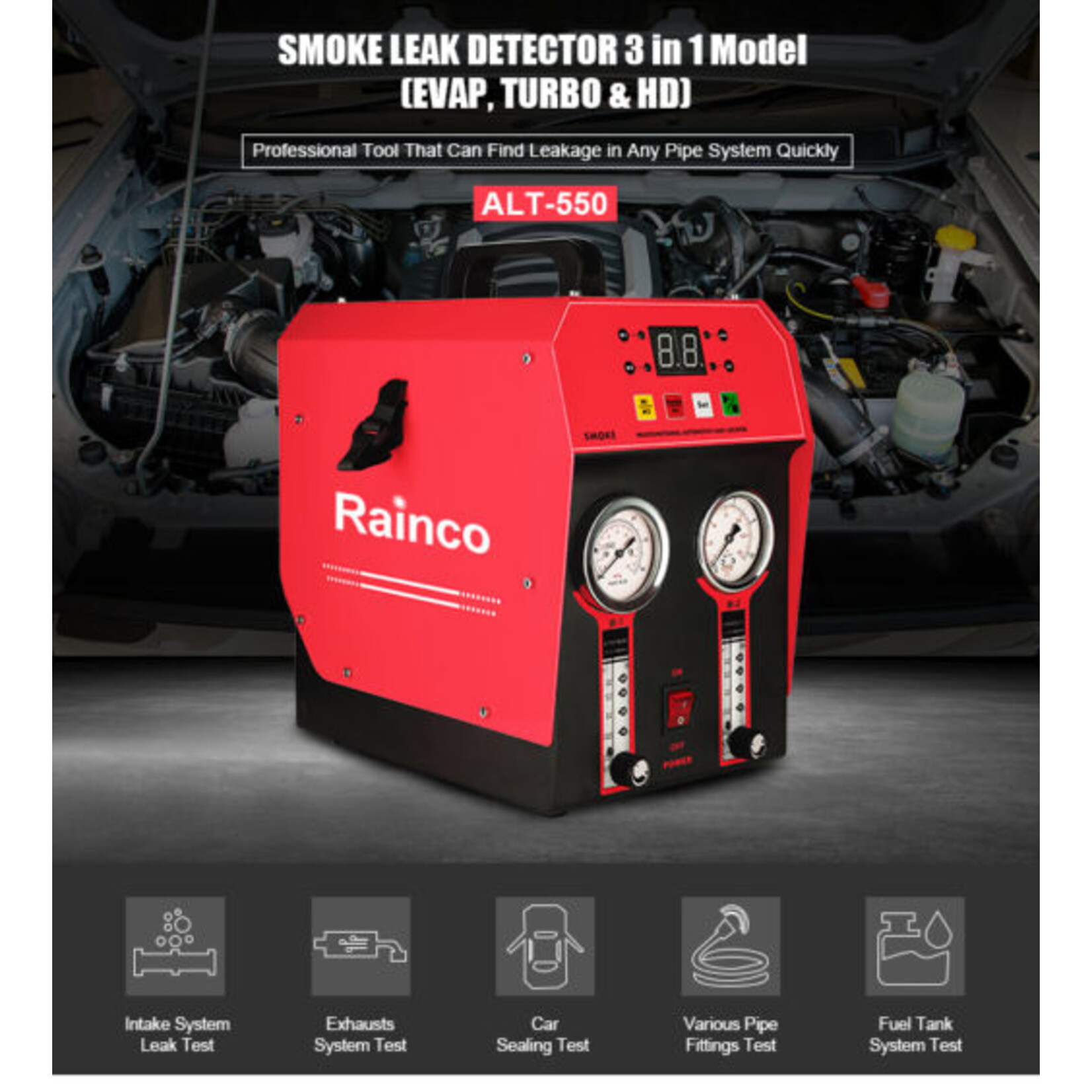 Rainco Rainco ALT550 3 In 1 Automotive Smoke Leak Detector