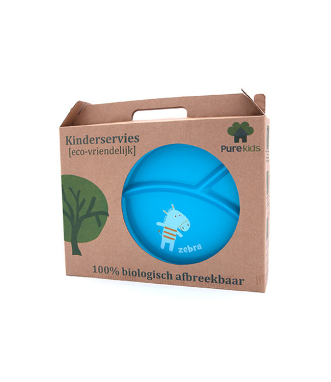 Baby feeding set bio degradable blue – Zebra