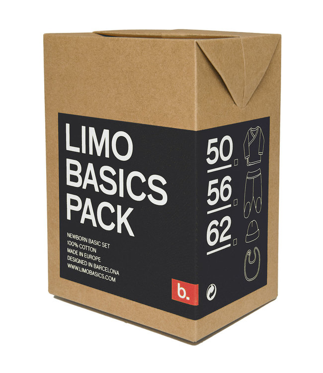 Limobasics pack (set shirt, pants, bib and hat) black, size 50