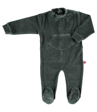 Limo basics Baby playsuit organic velour dark grey 62-68 Limo basics