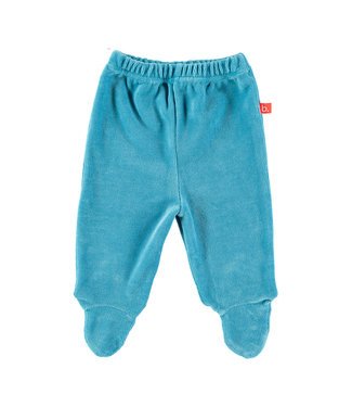 Limo basics Baby trousers with feet velour denim blue 56