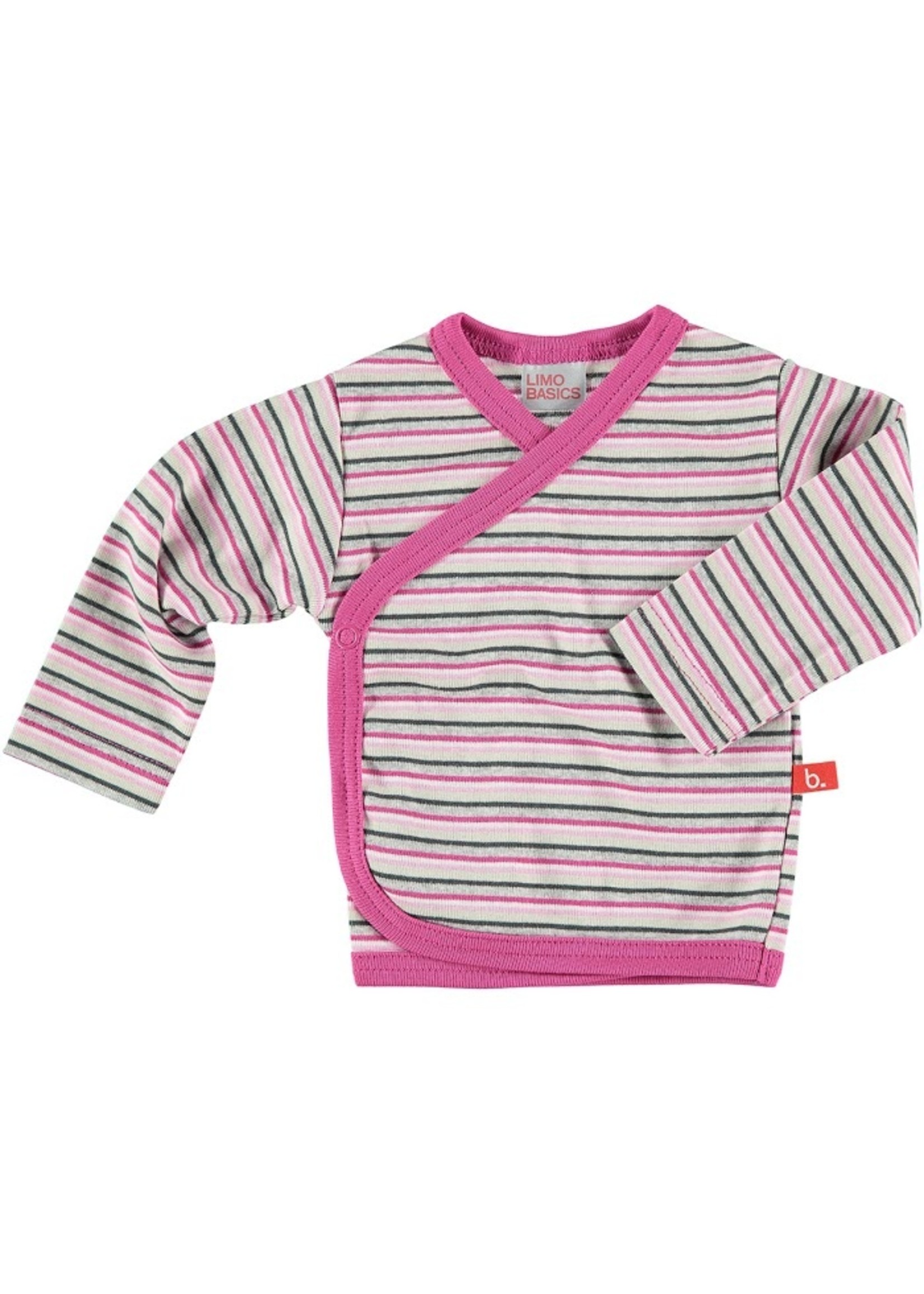 Limo basics Kimono cotton pink stripes shirt longsleeve 50cm