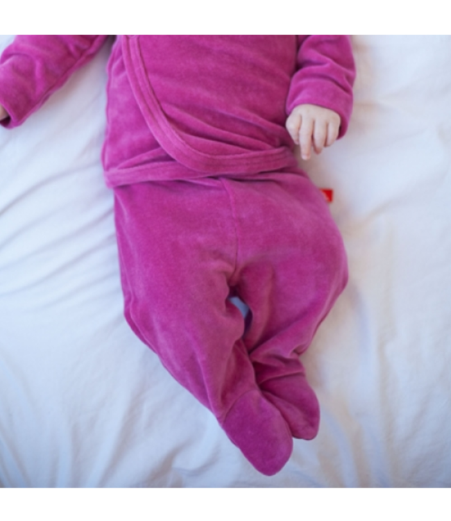 Baby trousers with feet velour denim blue