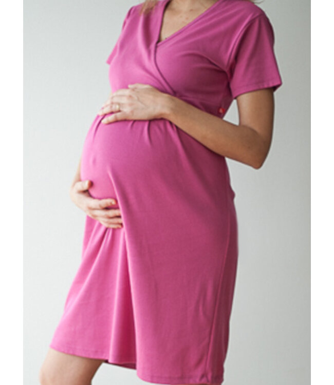 Maternity nightgown organic cotton fuchsia