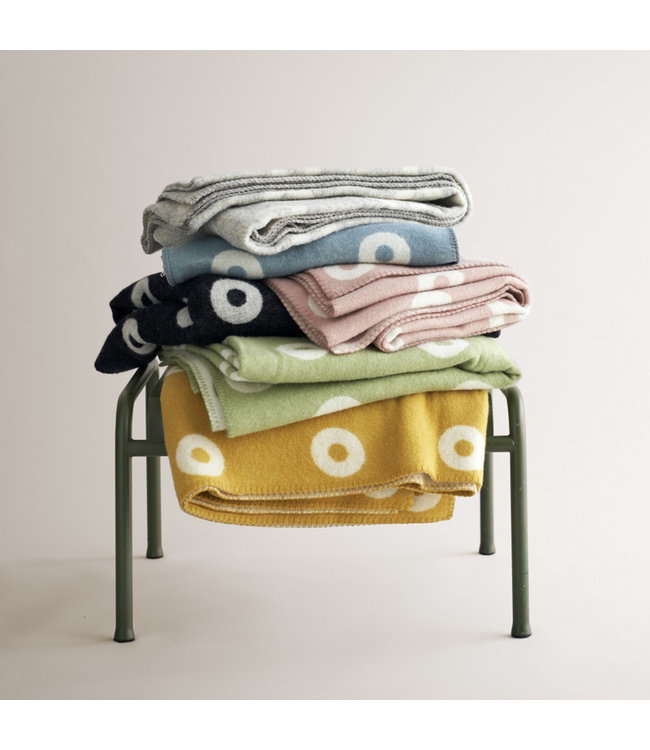 Plaid eco wol ringen geel-ecru 180x130cm