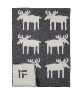 Klippan Blanket eco wool moose darkgrey-white 180x130cm - Klippan