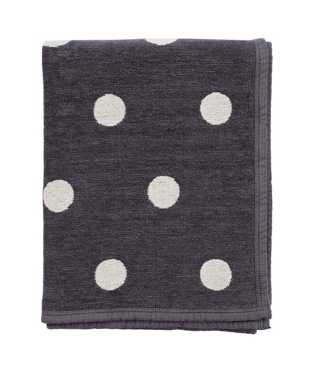 Plaid organic cotton Dotty darkgrey-ecru 180x140cm