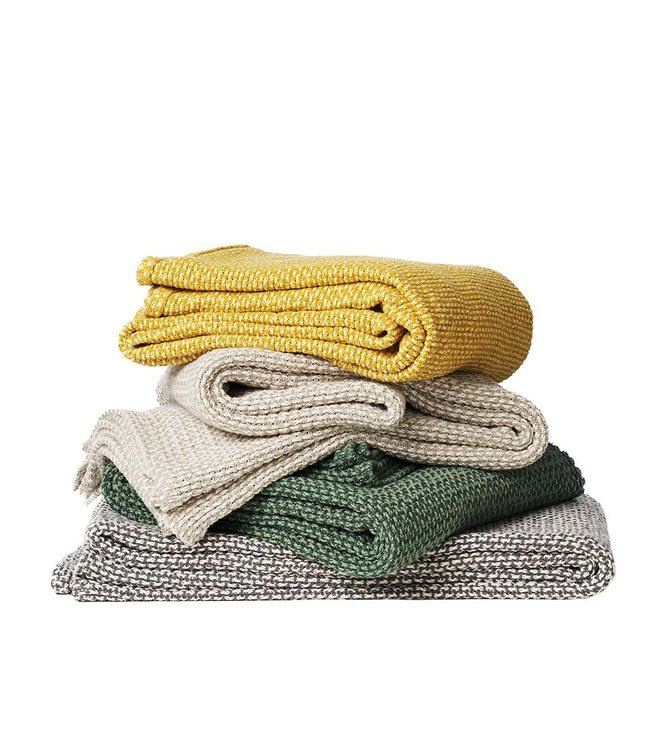 Plaid biologisch katoen Basket grijs - wit - 180x130 cm