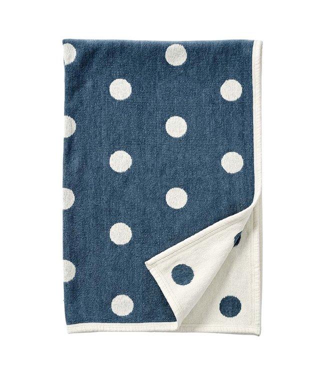 Cot blanket organic cotton Dots blue - 90 x 140 cm