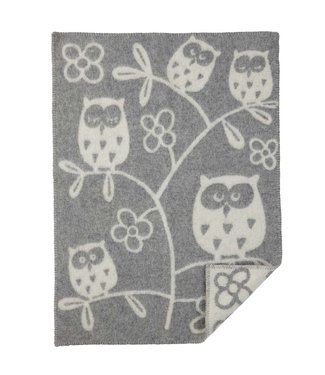 Klippan Cot blanket owl grey- eco wool Klippan