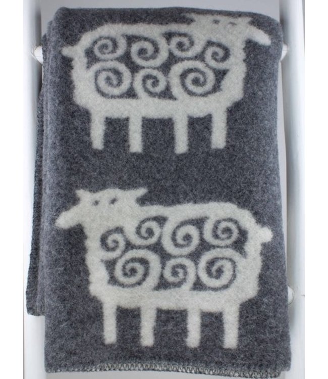 Woondeken eco wol schaap grijs-wit 180x130cm