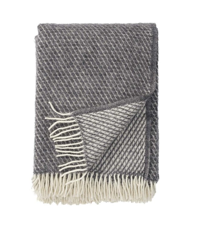 Plaid wol Velvet grijs en ecru 200x130 cm