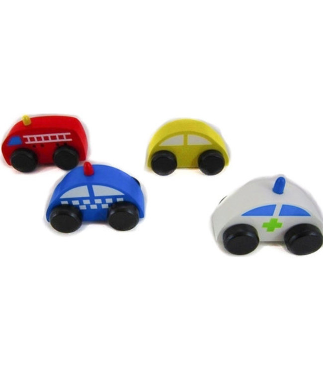 Set van 4 houten auto's 11 cm