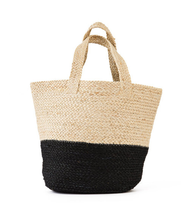 Jute shopping bag black and natural - W50xH35 cm